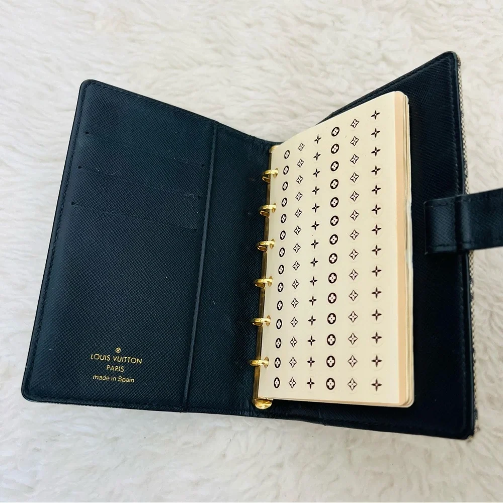 Louis Vuitton Mini Lin Monogram Canvas Leather Agenda Memo Book Cover w/ LVnotes - Picture 6 of 16